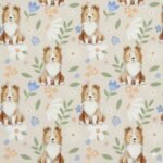 Popeline Animais Cão Lacy - Bege