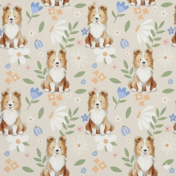 Popeline Animais Cão Lacy - Bege