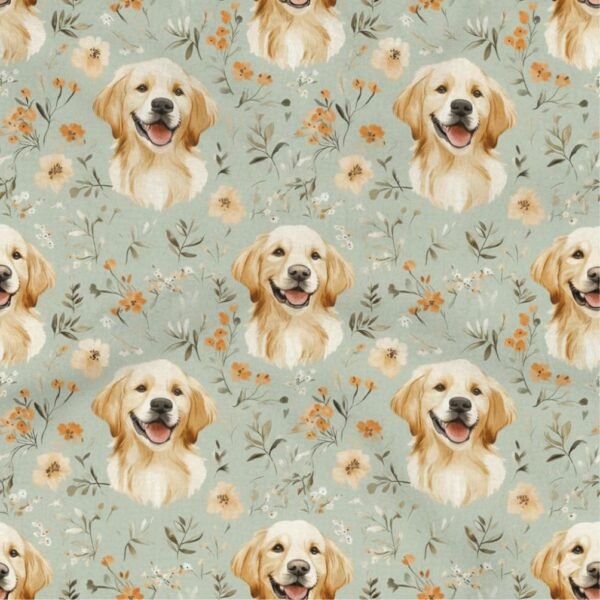 Popeline Animais Lavrador - Verde