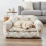 Popeline Animais Cãozinho e Flores – Cru - imagem 3