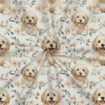 Popeline Animais Cãozinho e Flores – Cru - imagem 2