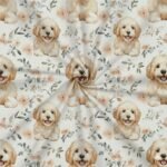 Popeline Animais Cãozinho e Flores - Cru - Image 2