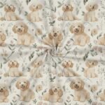 Popeline Animais Cãozinho e Flores - Cru - Image 2