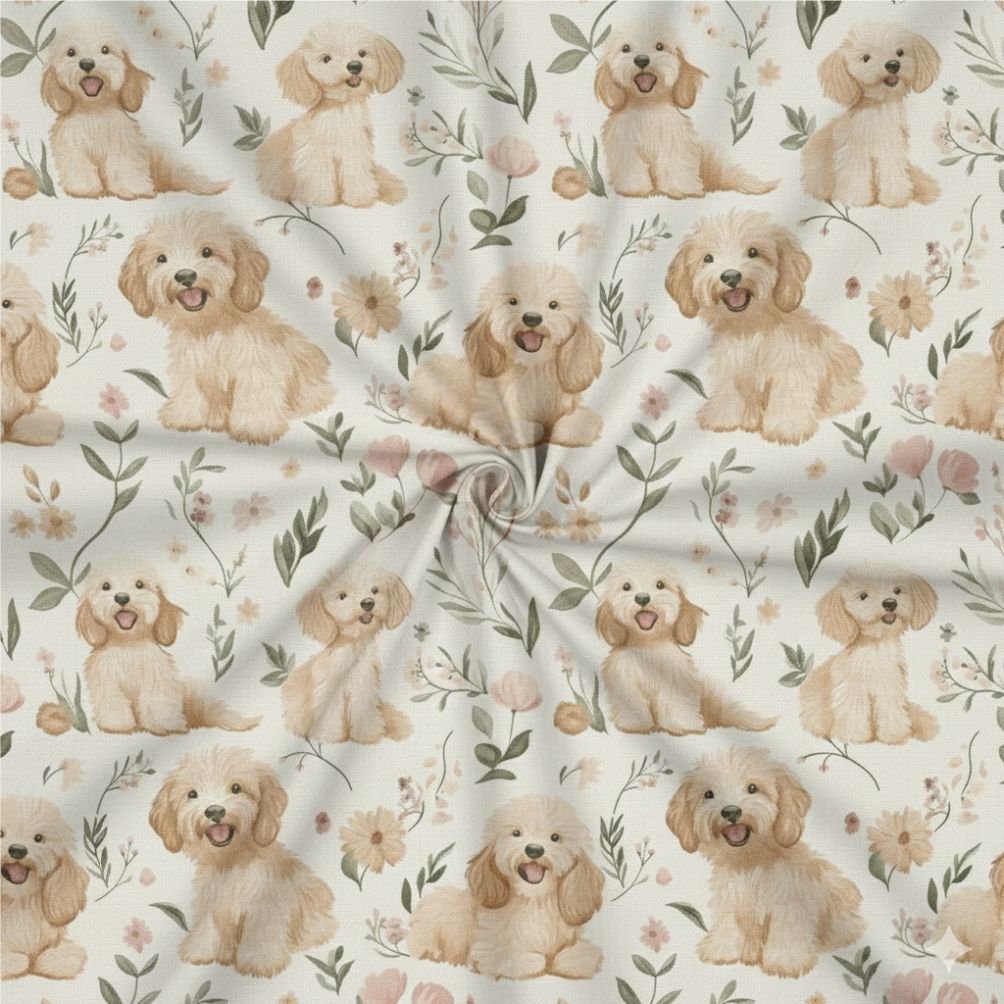 Tecido Popeline Cao labrador bebe u Violet Fabrics