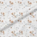 Popeline Animais Cãozinho e Borboletas - Branco