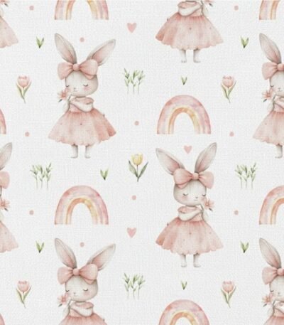 Popeline Coelhinha Arco-Íris – Branco