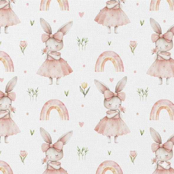 Popeline Coelhinha Arco-Íris – Branco