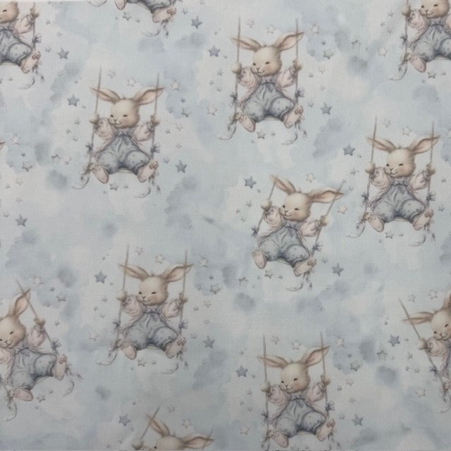 Popeline Coelhinho Baloiço – Azul