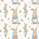Popeline Páscoa Coelhos e Cenouras – Branco