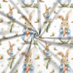 Popeline Páscoa Coelhos e Cenouras – Branco - imagem 2