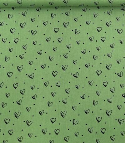 Popeline Corações – Verde