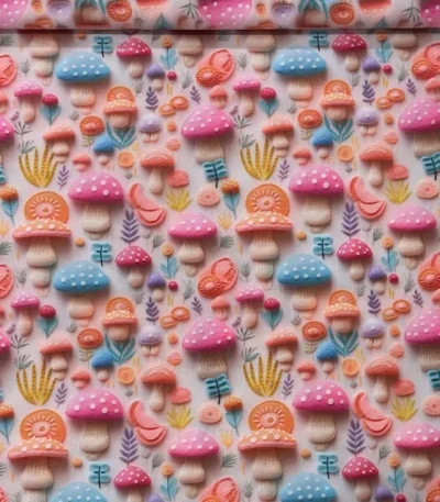 Popeline Digital 3D – Mushrooms