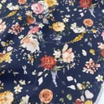 Popeline Digital Flowers – Azul Marinho - imagem 3