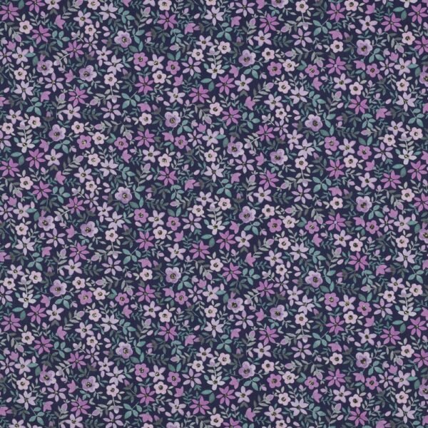 Popeline Digital Flowers – Azul / Roxo
