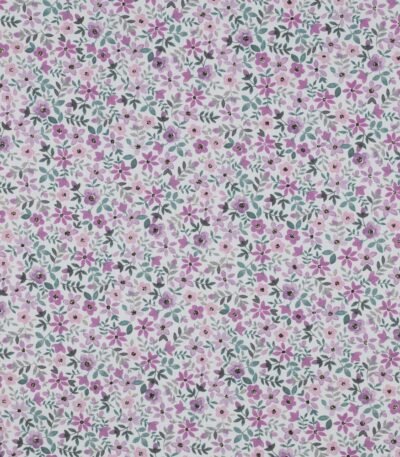 Popeline Digital Flowers – Branco / Roxo
