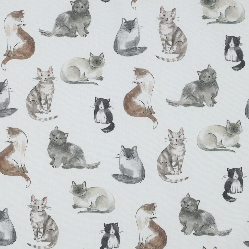 Popeline Digital Gatos – Branco