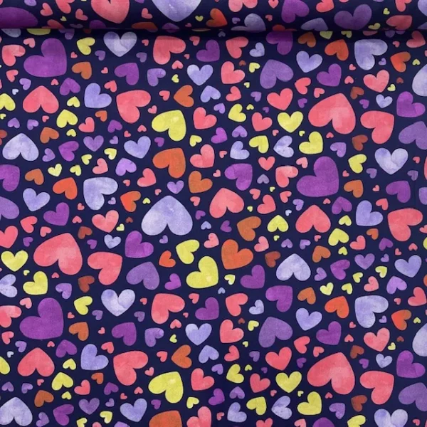 Popeline Digital Hearts – Azul