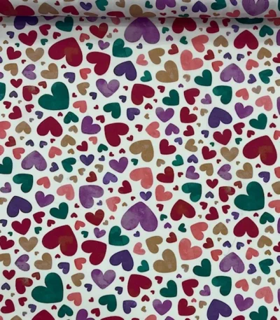 Popeline Digital Hearts – Branco