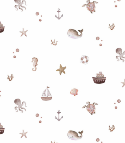Popeline Digital Sea – Branco