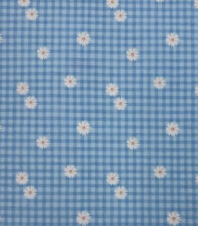 Popeline Check Flowers – Azul