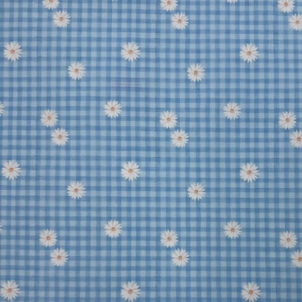 Popeline Check Flowers – Azul