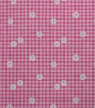 Popeline Check Flowers – Rosa