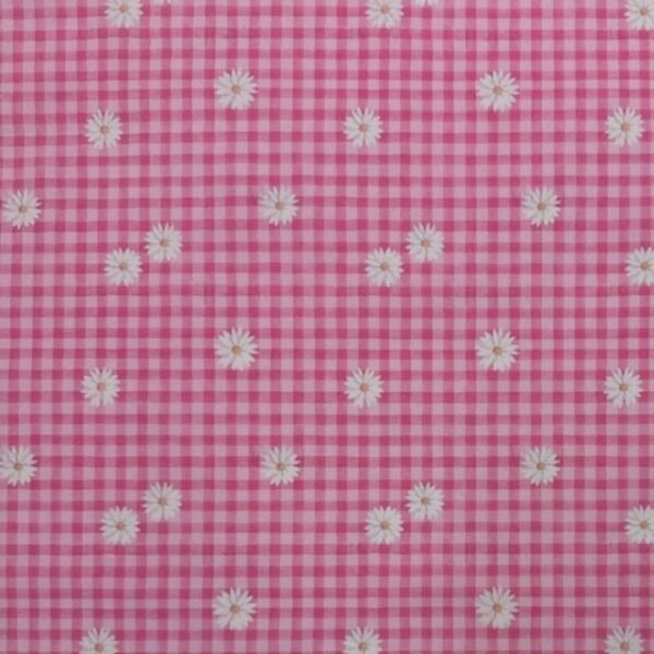 Popeline Check Flowers – Rosa