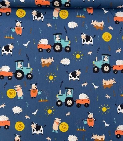 Popeline Farm Life – Azul Jeans