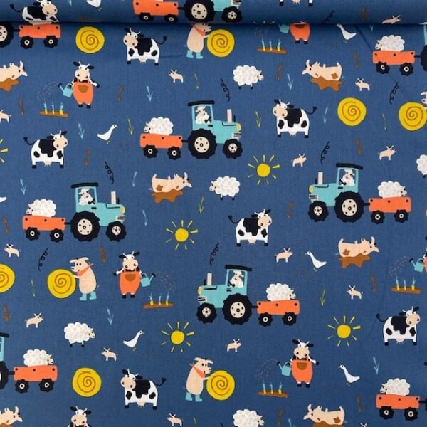 Popeline Farm Life – Azul Jeans