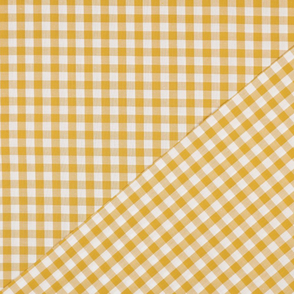 Tecido Popeline Fio Tinto Xadrez – Amarelo Ouro e Branco 9 mm v Violet Fabrics