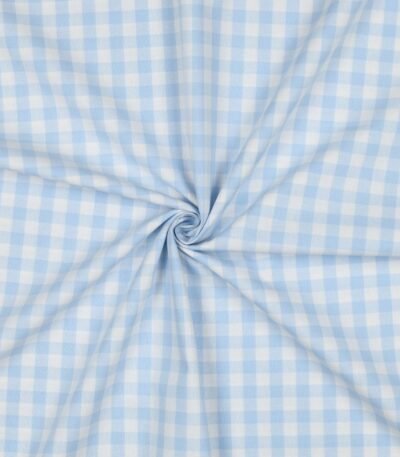 Popeline Fio Tinto Xadrez – Azul Claro e Branco 9 mm