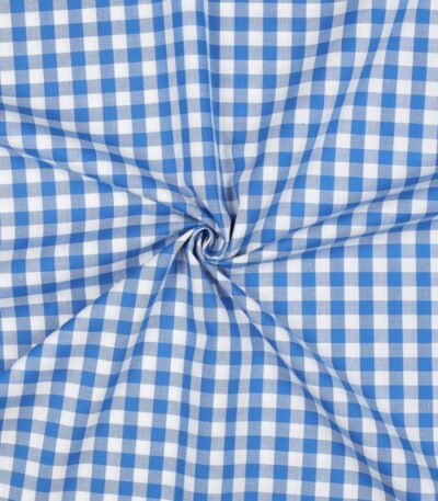 Popeline Fio Tinto Xadrez – Azul e Branco 9 mm