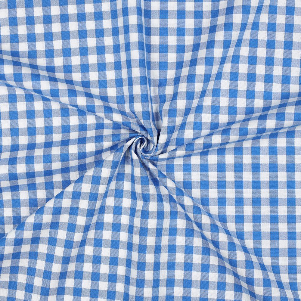 Popeline Fio Tinto Xadrez – Azul e Branco 9 mm