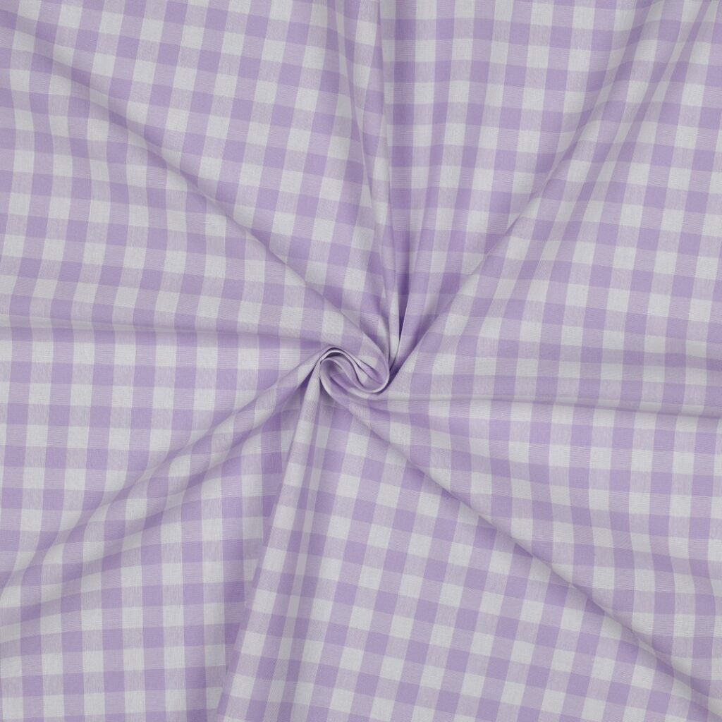 Tecido Popeline Fio Tinto Xadrez – Lilas e Branco 9 mm Violet Fabrics