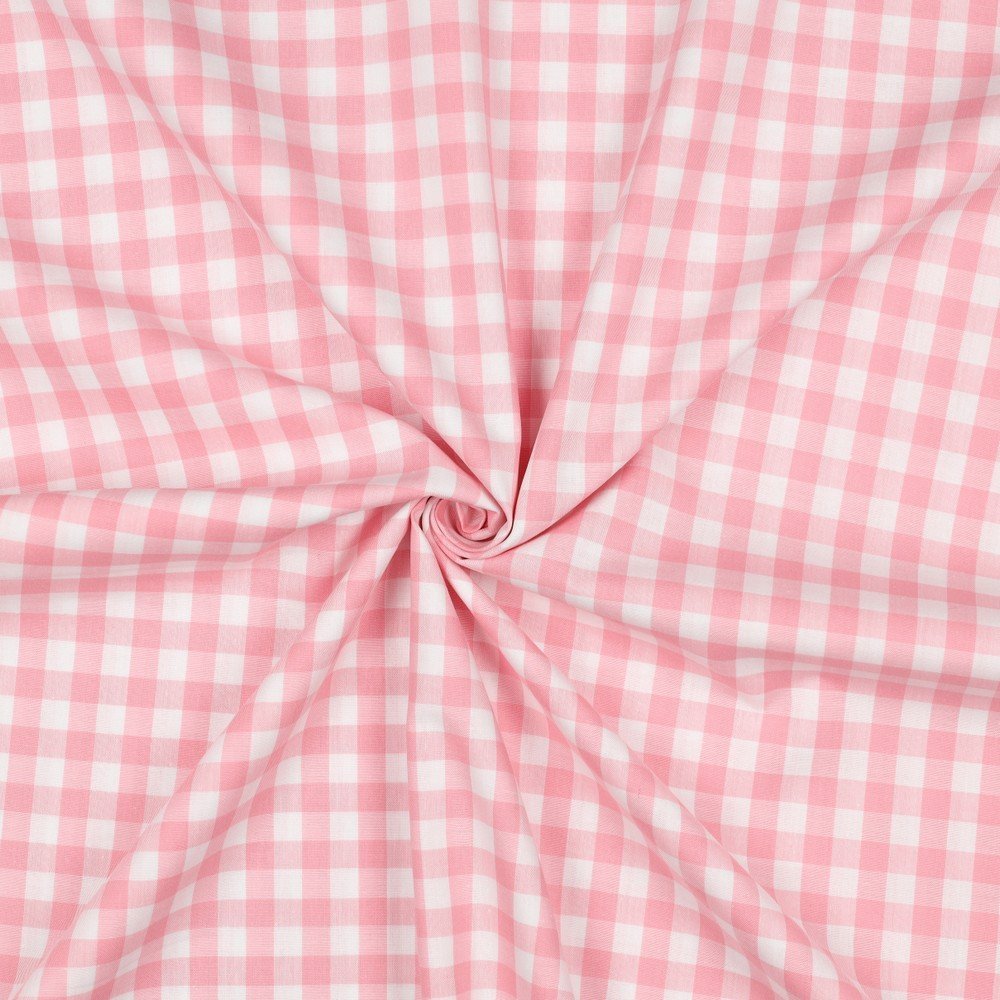 Popeline Fio Tinto Xadrez – Rosa Claro e Branco 9 mm