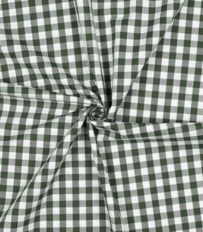 Popeline Fio Tinto Xadrez – Verde e Branco 9 mm