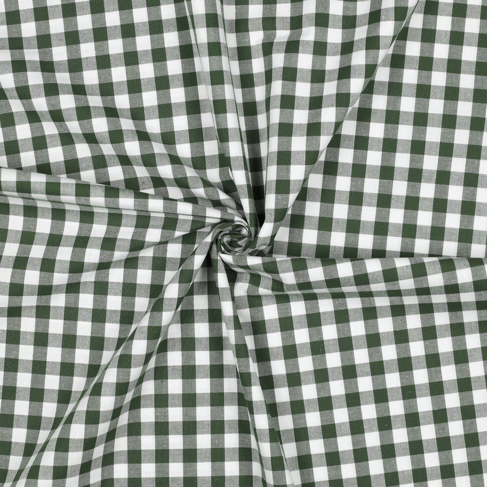 Popeline Fio Tinto Xadrez – Verde e Branco 9 mm