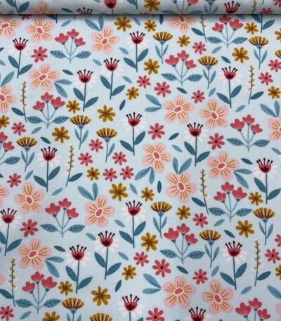 Popeline Floral – Turquesa