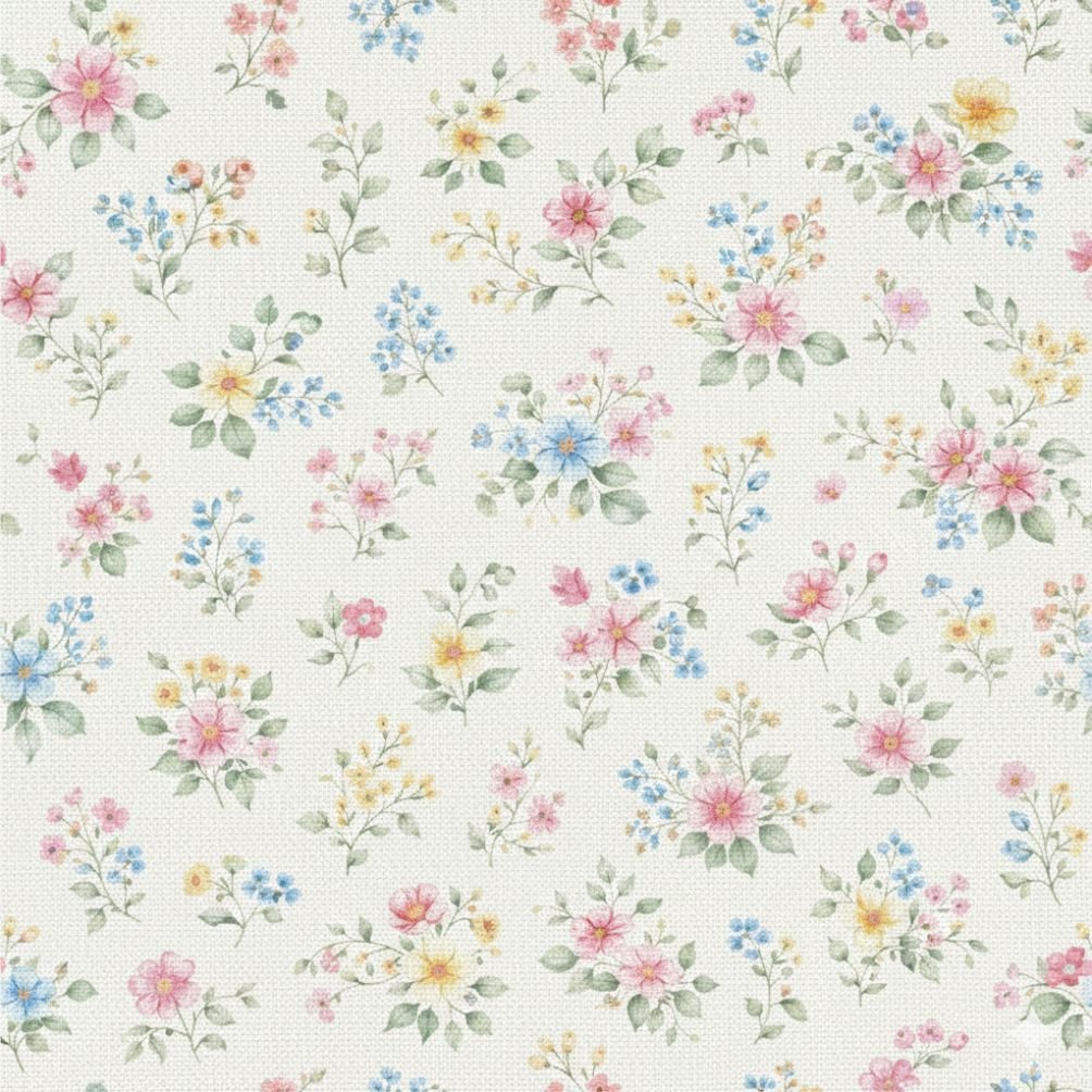 Tecido Popeline Flores Coloridas Violet Fabrics