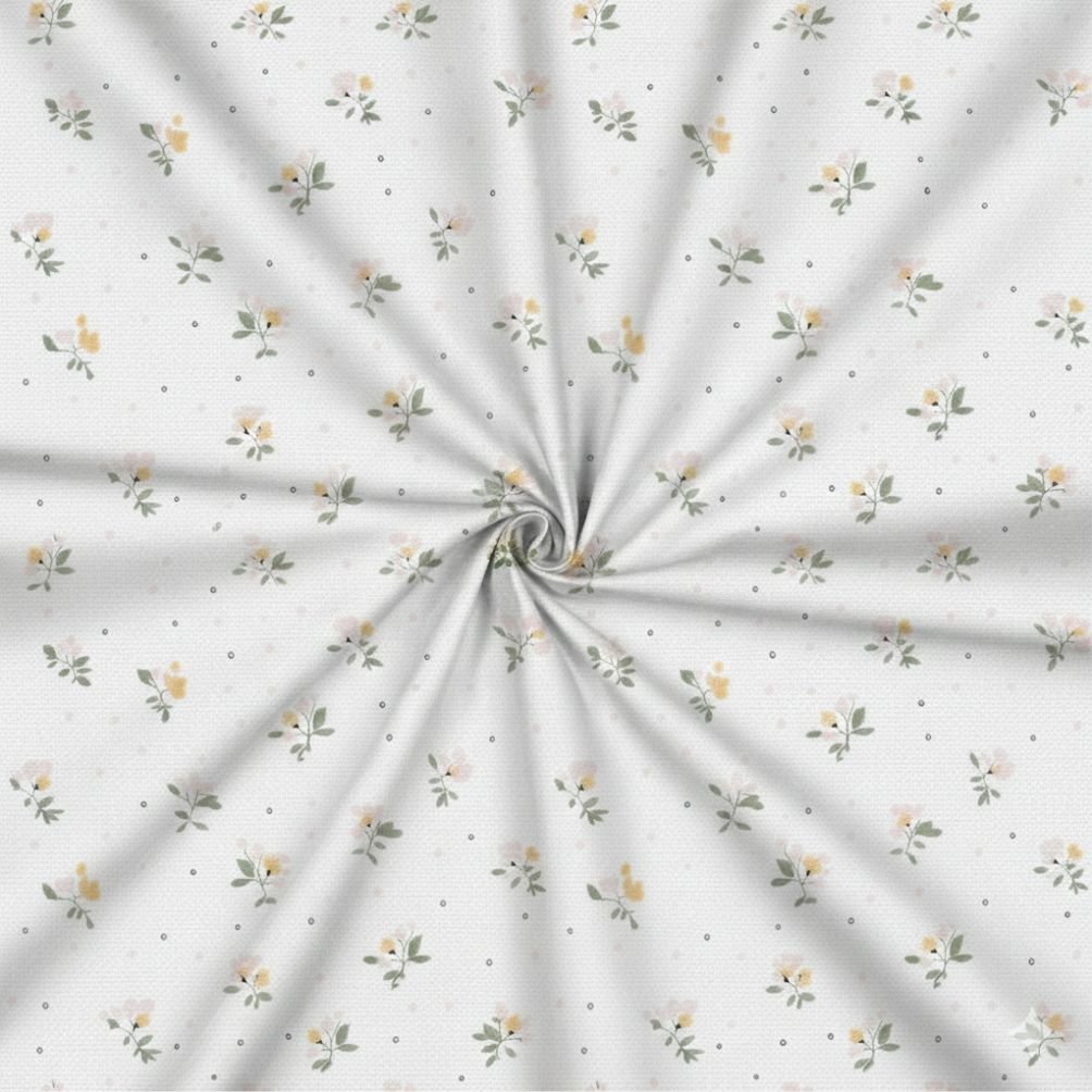 Tecido Popeline Flores Pintas b Violet Fabrics