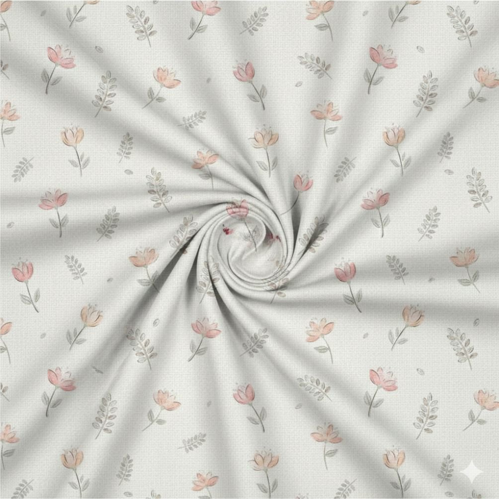 Tecido Popeline Flores Separadas a Violet Fabrics