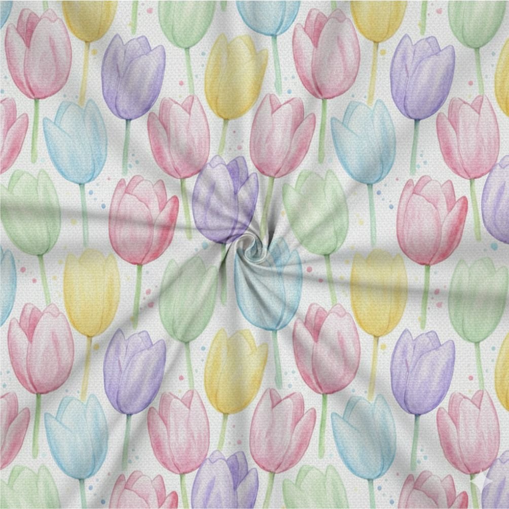 Tecido Popeline Flores Tulipas a Violet Fabrics