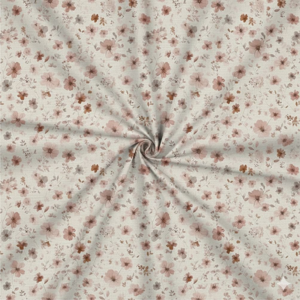 Tecido Popeline Flores rosas a Violet Fabrics