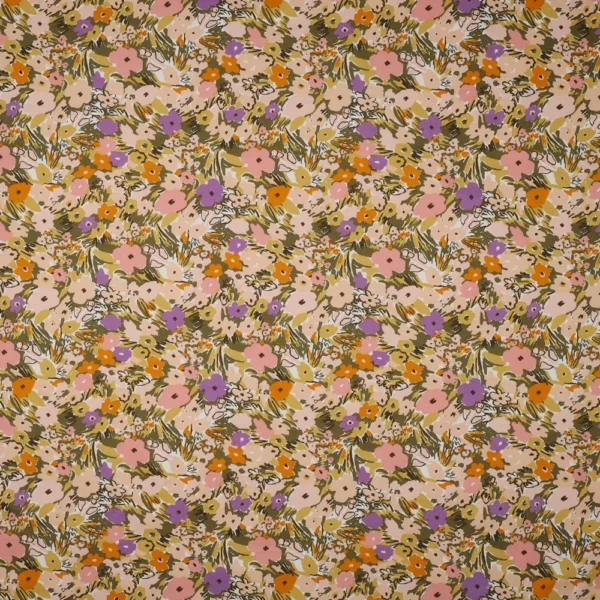 Popeline Flower Fest – Branco / Lilás
