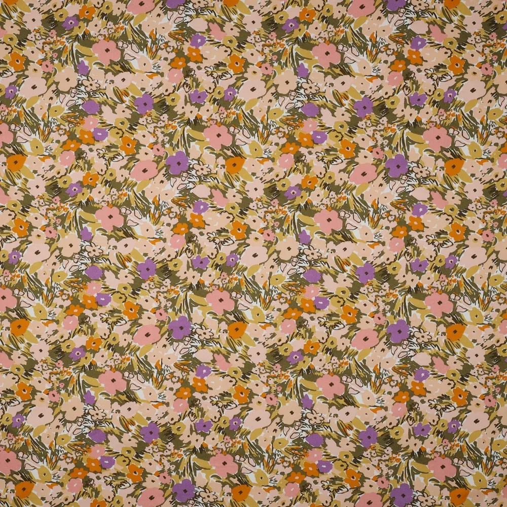 Popeline Flower Fest – Branco / Lilás