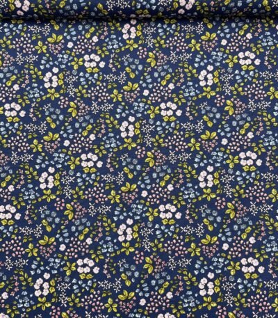 Popeline Flowers – Azul Marinho