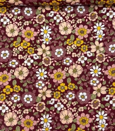 Popeline Flowers –  Bordeaux