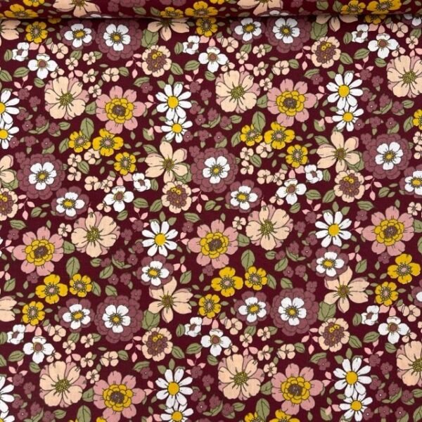 Popeline Flowers –  Bordeaux