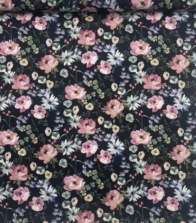 Popeline Flowers – Preto