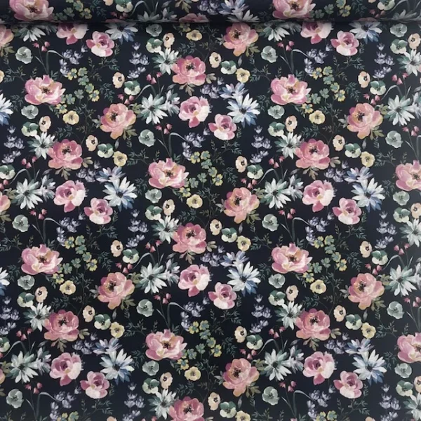 Popeline Flowers – Preto